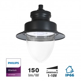 Armatura Stradale Sospesa 65W, IP66, 150lm/W, Dimmerabile 1-10V, Programmabile, PHILIPS Xitanium - Copertura Inclusa