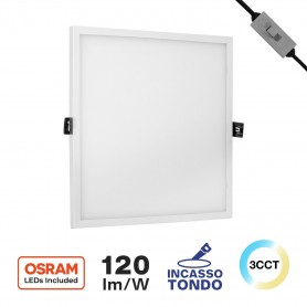 Pannello LED 24W da Incasso, Quadrato, Foro 225x225mm - CCT