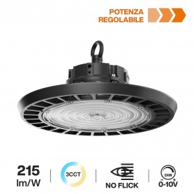 Campana LED Potenza Regolabile 55/75/100W CCT, 215 lm/W, IP65 - LIFUD