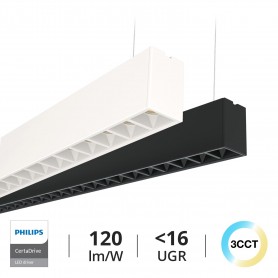 Lampada Lineare LED Sospesa 40W 120cm, UGR16, PHILIPS Certadrive - Bianca o nera